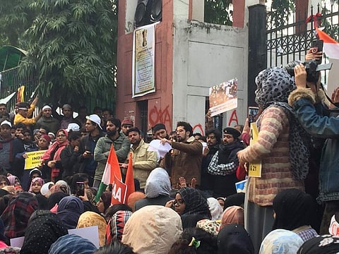 Scene from the protest at Jamia Millia Islamia| Pic: Jamia students