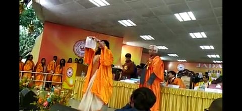 Debsmita tearing the CAA document on stage (Pic: Screengrab)