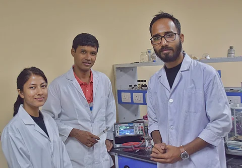 Jumi Deka, Dr Kalyan Raidongia and Kundan Saha, Department of Chemistry, IIT Guwahati (Pic: IIT Guwahati)