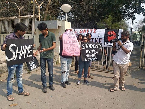 The SRFTI students were on hunger strike for 39 hours from February 5 to February 7 before the administration addressed their demands (Pic: Facebook)