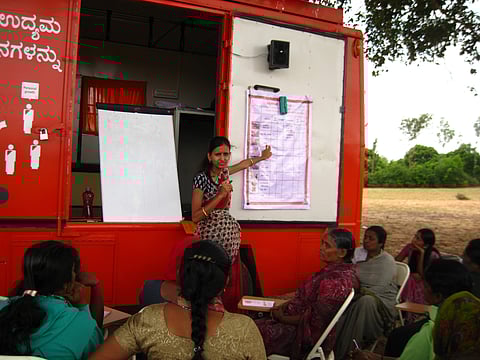 Uthara says Buzz India's Self Shakti Program, a classroom-on-wheels for women at the base of the pyramid in rural communities, is unique (Pic: Buzz India)