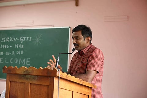 Suresh E was surrounded by his crying students after news of his transfer broke