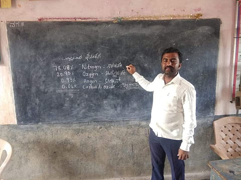 Hanumanthappa Kuri is a teacher at Government Higher Primary School in Koppal. He has written over 50 Kannada songs to support various causes (Pic: Hanumanthappa Kuri)