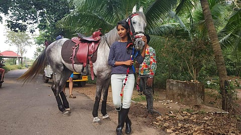 Krishna, whose father is a priest, owns two horses and she was trained at her home (Pic: Krishna)