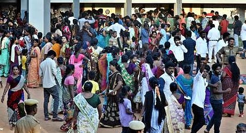 People at a voting booth in Chennai (Pic: TNIE)