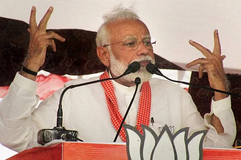 Narendra Modi at an election rally