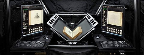 Ancient books being scanned|Representative picture