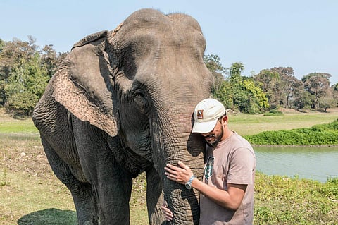 Aditya Chandra Panda with an elephant | (Pic: Aditya Chandra Panda)