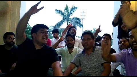 ABVP members protest against the syllabus (Pic: Social Media)