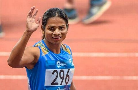 The Kalinga Institute of Social Science (KISS) founder Achyuta Samanta felicitated KIIT University alumni Dutee Chand on Thursday