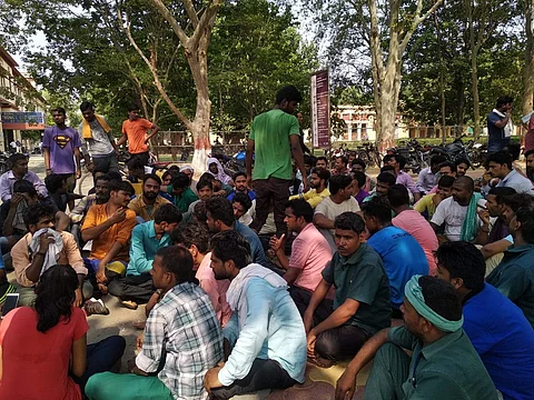 The workers have been engaged in a sit-in from 6am on Monday (Pic: SFC)