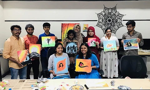 Afrah with participants at a workshop | (Pic: Afrah Sameen)