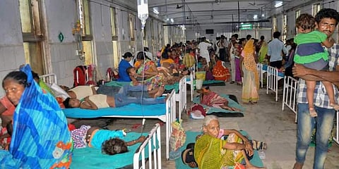 Children showing symptoms of Acute Encephalitis Syndrome AES being treated at a hospital in Muzaffarpur district Wednesday June 19, 2019 (File | PTI)