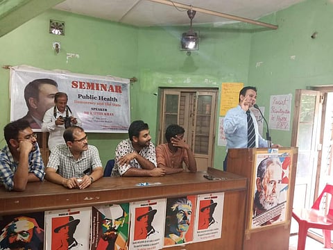 Dr kafeel khan speaking at the seminar organised by SFI West Bengal State Committee (Pic: SFI)