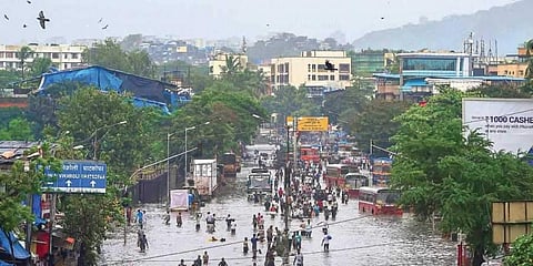 A waterlogged road in Maharashtra