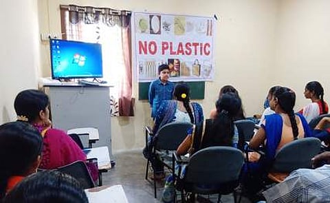 He continues his no-plastic campaign in Srikakulam too where he came to spend his summer vacation (Pic: Express)