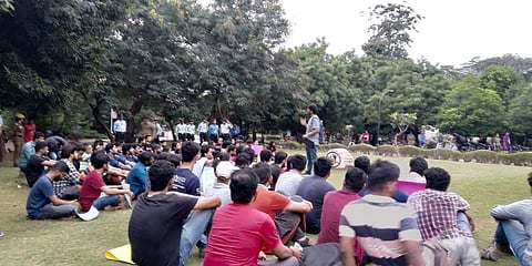 Students at a protest at IIT Madras
