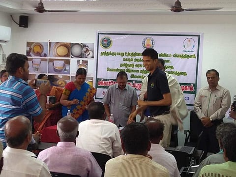Ajay during a meeting with farmers (Pic: Magasool)
