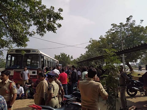 Students being taken into a bus before they even started their protest