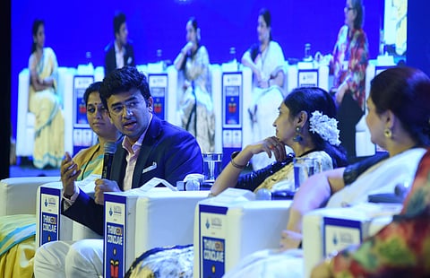 Supriya Sule, Tejasvi Surya, Thamizhachi Thangapandian and Khushbu Sundar (Pic: TNIE)