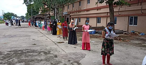 Students out NEET centre in Telangana | (Pic: Express)