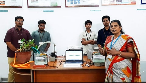Dr R Malathy with the students from Mechanical Engineering department who worked on the project (Pic: Sona College of Technology)