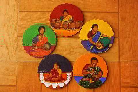 Coasters painted by Aditi as part of her Off Beat but In Tune series (Pics: Aditi Maithreya)