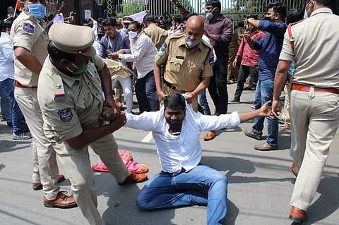 Students being detained | (Pic: Vinay Madapu)