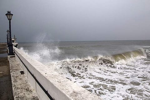 'Rough sea along the Puducherry coast as cyclone Nivar is expected to hit the coast| Pic: EPS