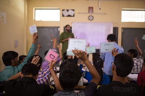 Co-founder Akshay Saxena with students| Pic: Avanti Fellows
