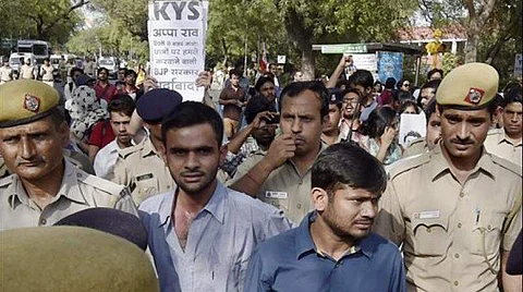 Kanhaiya Kumar and Umar Khalid, arrested by the Delhi police in February 2016 (Pic: PTI)