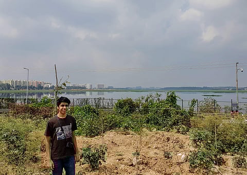 Gautam next to the lake