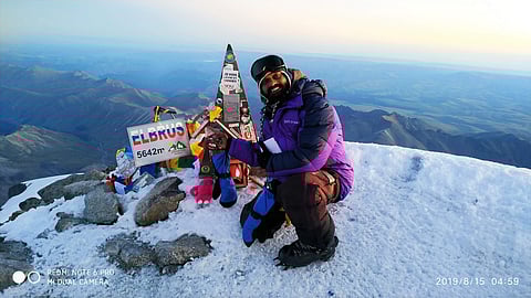 Vaibhav at the Mount Elbrus summit| Picc: Vaibhav Aiwale