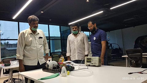 The team with their ventilator (Pic: Ebin)