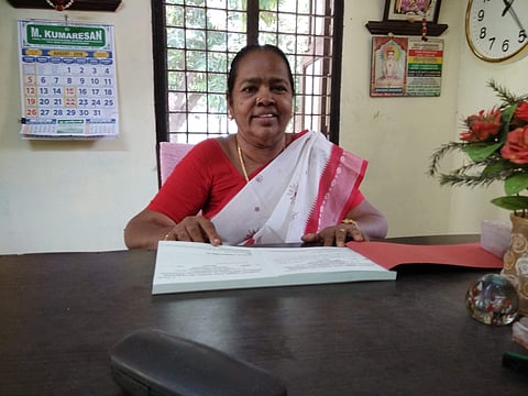 Bhavani at her desk. Credit: TNIE