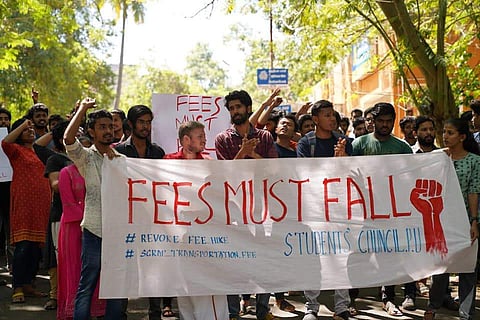 Pondicherry University students during protest