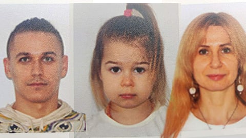 Oleksandr Khytryi (L) and Oleksandra Khytra with their daughter Lisana Khytra (Pic: Sourced)