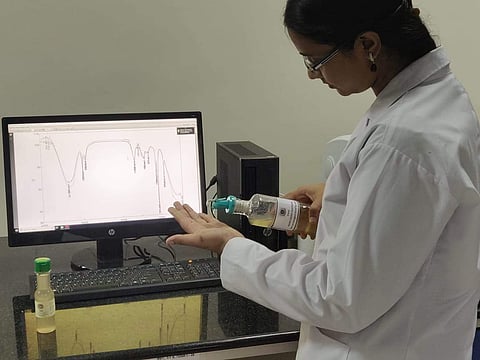 The sanitiser consists of nano absorbents (Pic: Dr A Lakshmanan)