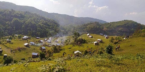 Bamboo huts built by Manipuri villagers | Pic: Twitter/DrJitendraSingh