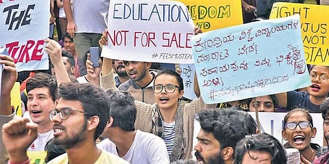 Students at a protest last year