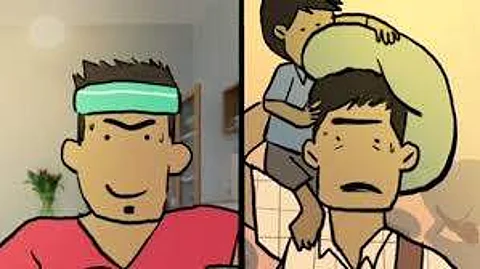 The video shows two lives simultaneously