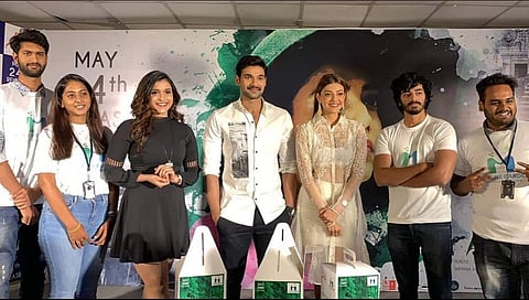 Team Make me Garden with actors B Sreenivas and Kajal Aggarwal | (Pic: Make Me Garden)