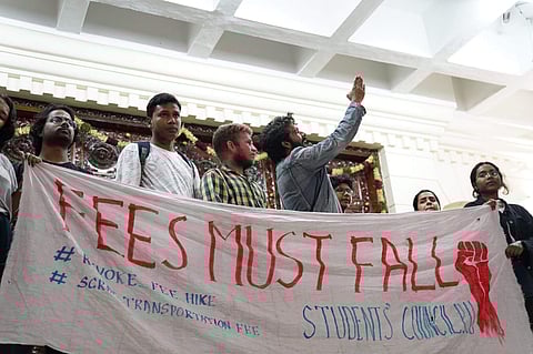 The students during the protests