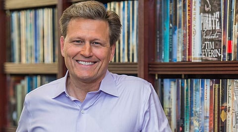 The inimitable David Baldacci in his study (Pic: Guy Bell)