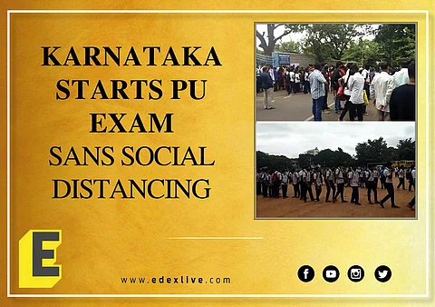 Students and parents at the exam centres in Bengaluru on Thursday morning