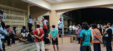 Students protesting against the new notice