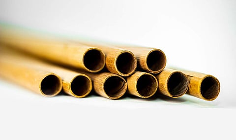 Straws made from dry coconut leaves