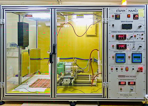 Electrospinning setup for the fabrication of nanofibre coating (Pic: IIT Madras)