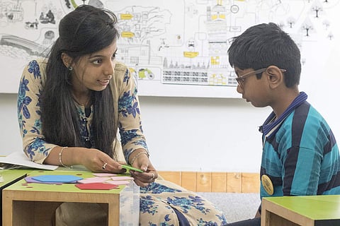The team of NumberNagar helping children solve Maths using their study materials and kits