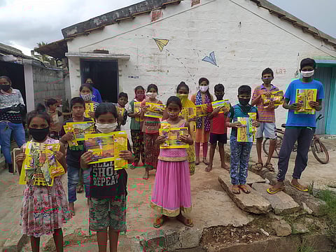 Book kits distributed to kids by Buguri Community Library (Pics: Buguri Library)